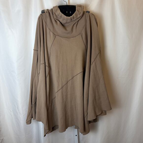 VTG Sonia Rykiel Paris L 100% Cotton Lagenlook Cape Poncho Asymmetrical Sweater - Picture 1 of 5